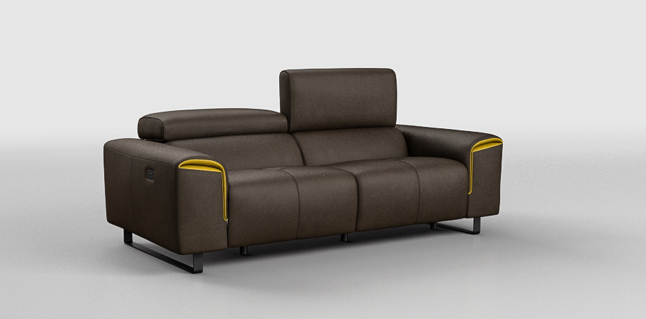 Badolo - 3 seater sofa with 2 electric recliners leg col. charcoal grey